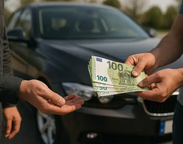 Ein Kunde erhält beim Autoankauf in Bocholt eine sofortige Barzahlung für sein Fahrzeug.